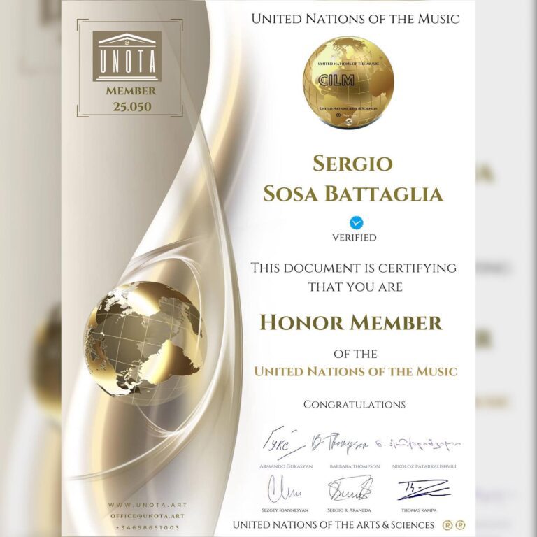 Honor Member of the Consell Internacional Música of theUnited Nations Arts & Sciences